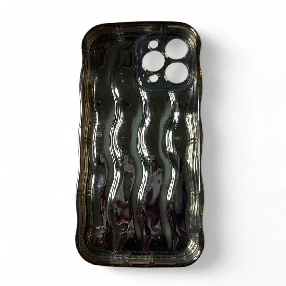 Liquid Metal Wave iPhone 13 Pro Max Phone Case Cyberpunk Y2K Smoke Chrome Cute
